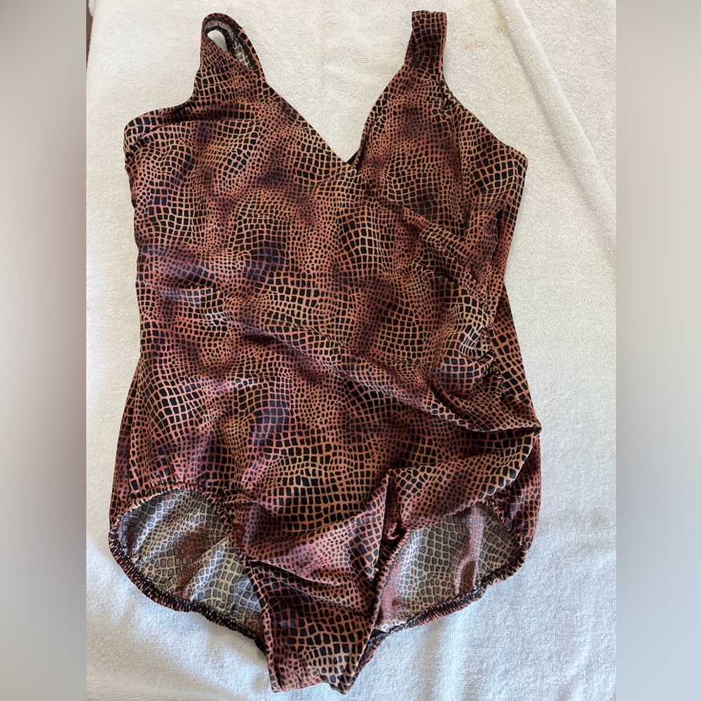 Miraclesuit Brown and Black Croc-Print One-Piece Swimsuit